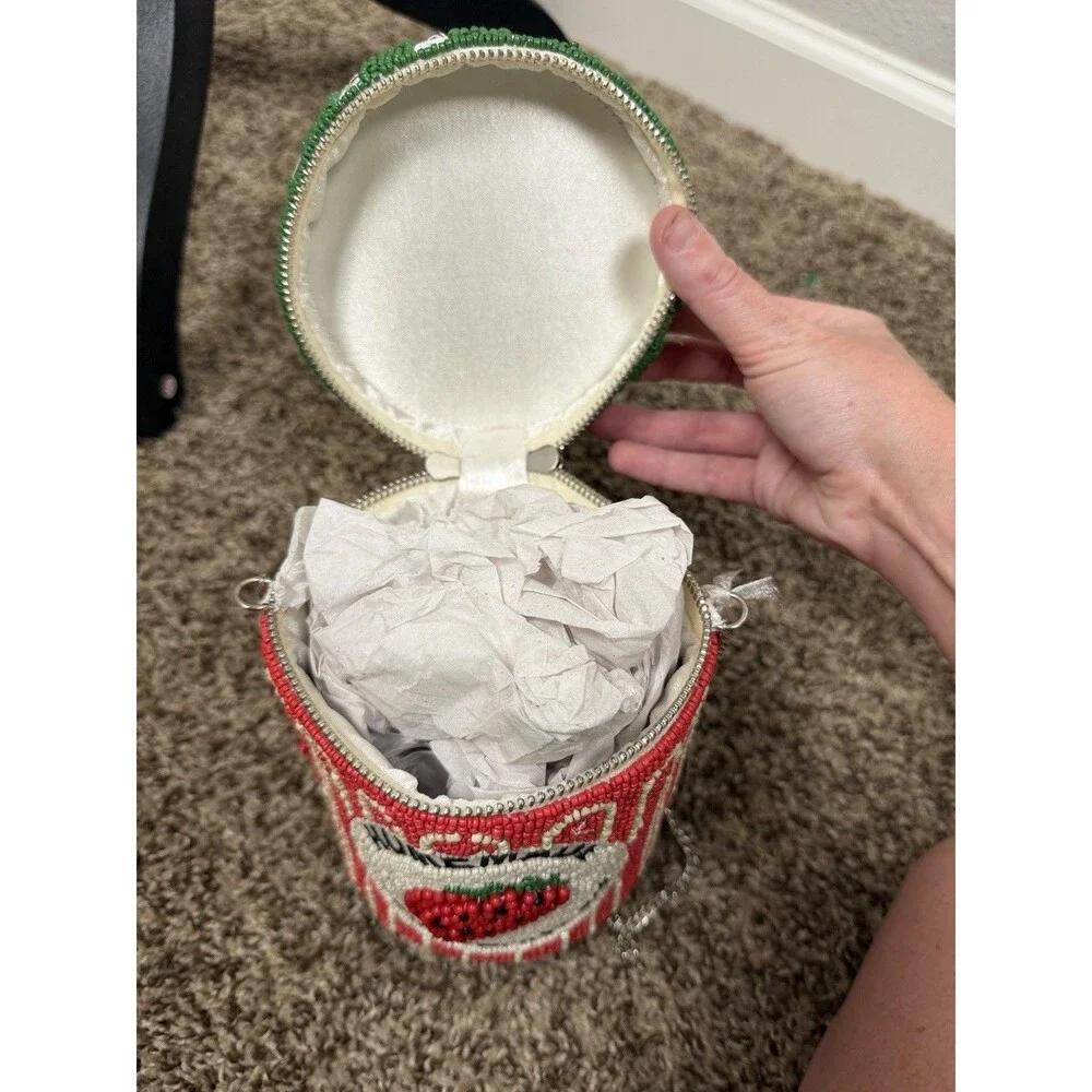 Hand-Beaded Strawberry Jam Bag Handmade Beaded Purse Made in India NWT Viral bag - Picture 9 of 12